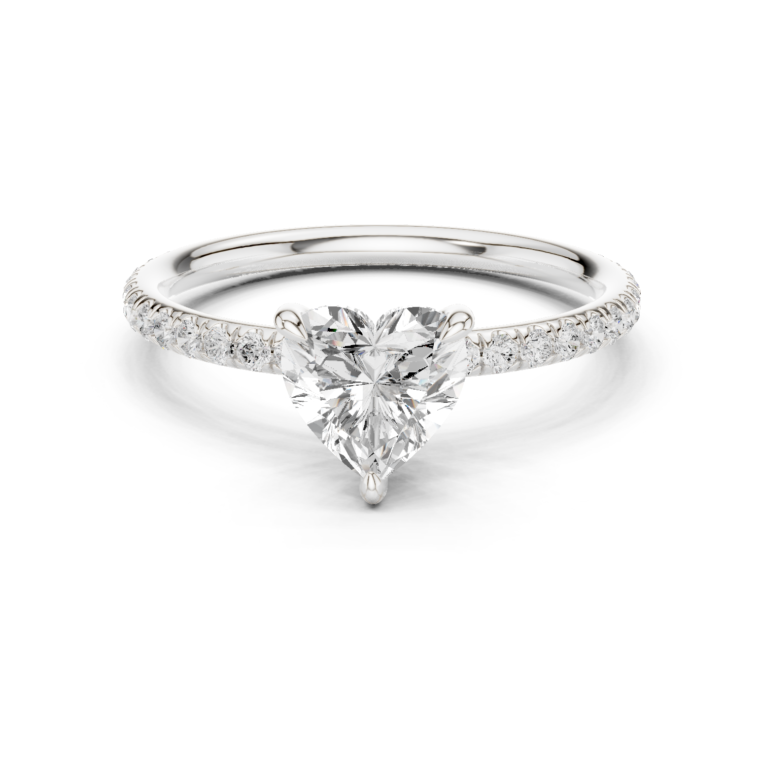 Gold Jewelry L36-15, Heart center stone, White Gold