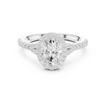 Gold Ring DDLR-043, Oval center stone, White Gold, view 4