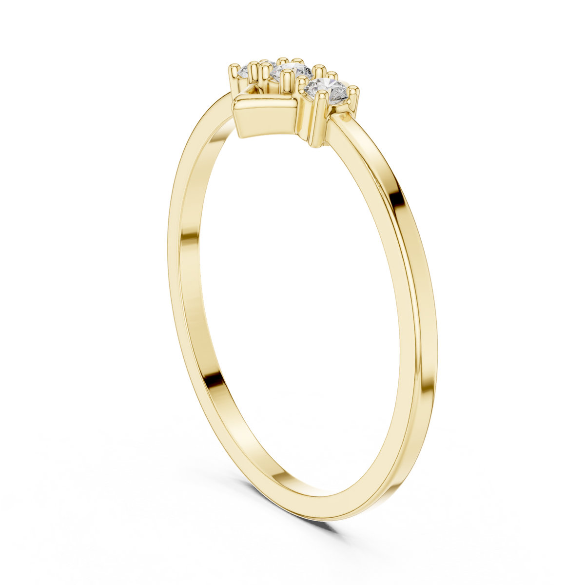 14K Solid Gold Lab Diamond Three-Stone Ring, Yellow Gold, view 1