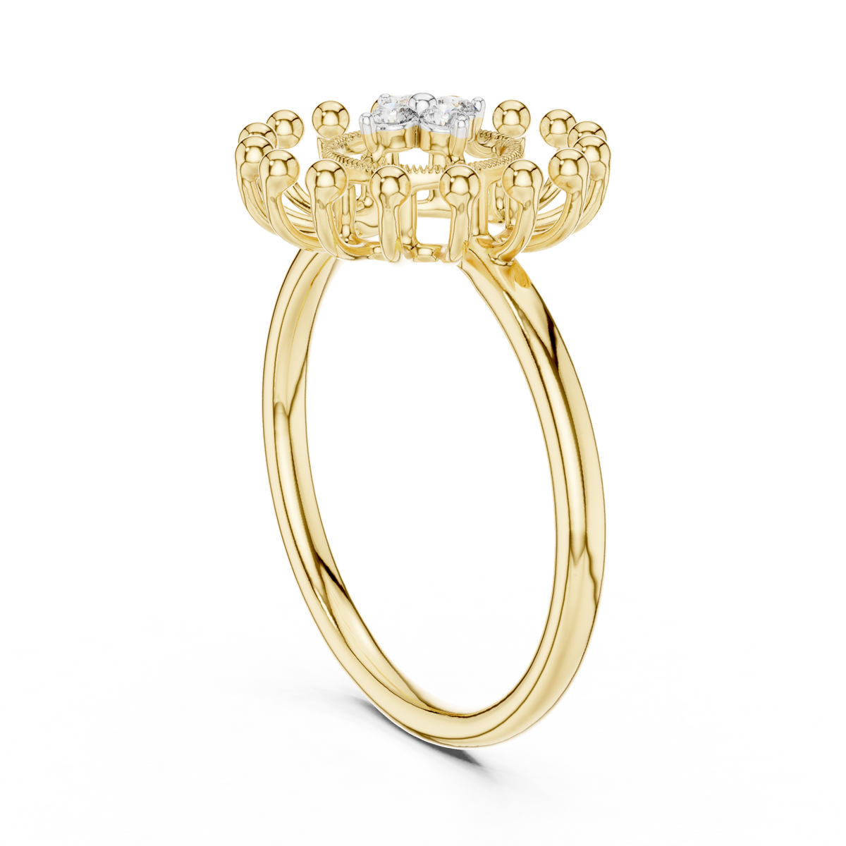 14K Solid Gold Lab Diamond Star Cluster Ring, Yellow Gold, view 1