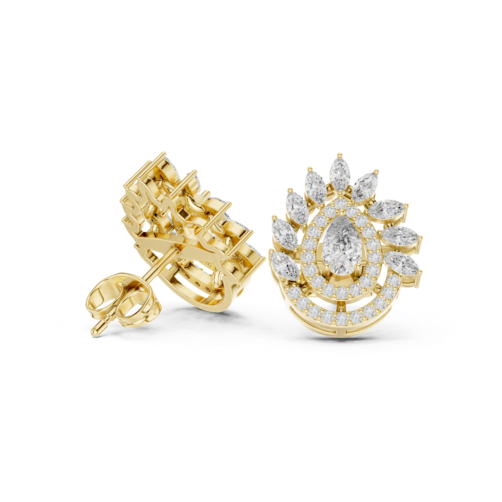 Gold Earrings AGDER-298, Yellow Gold