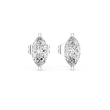 14K Solid Gold Lab Diamond Stud Earrings, White Gold
