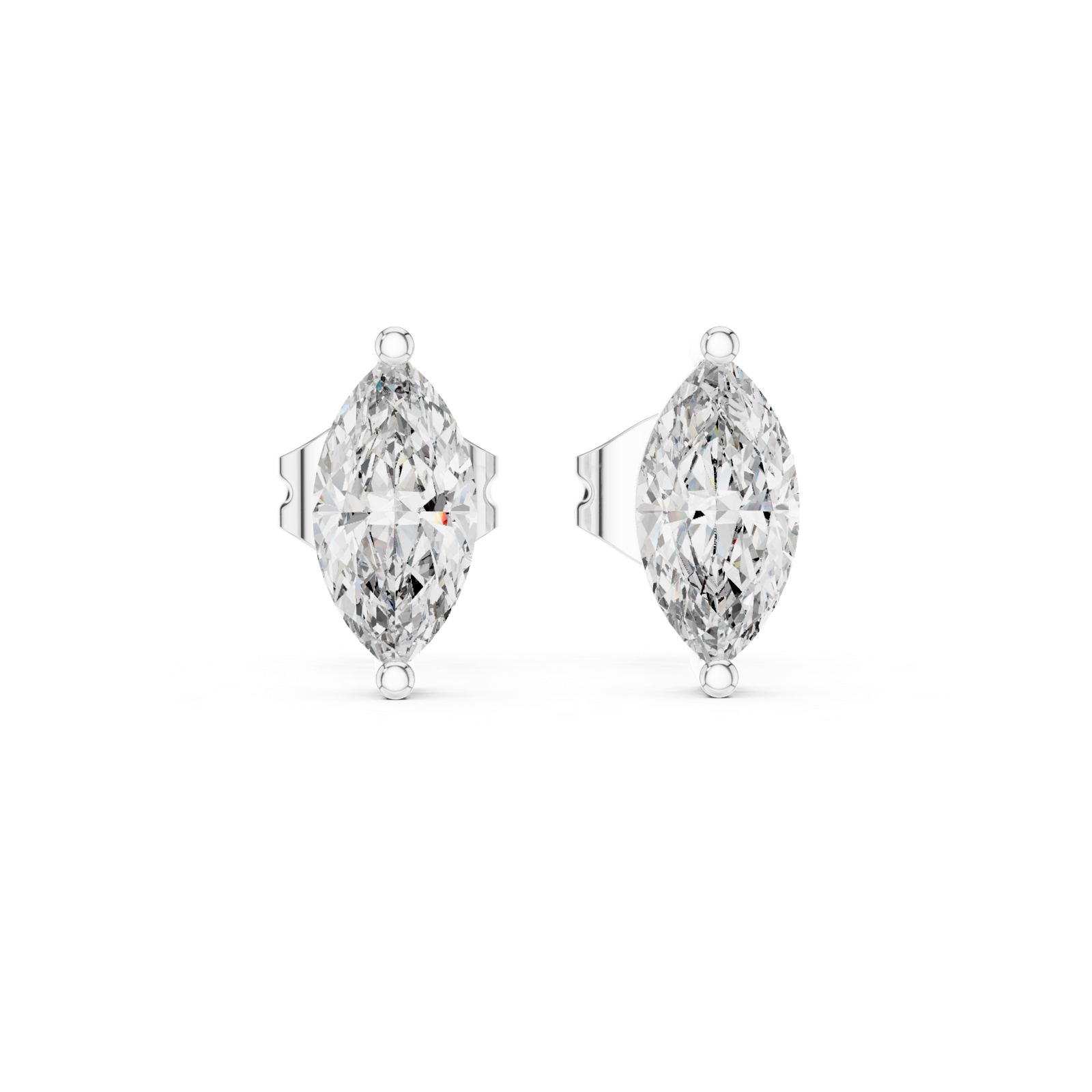 14K Solid Gold Lab Diamond Stud Earrings, White Gold