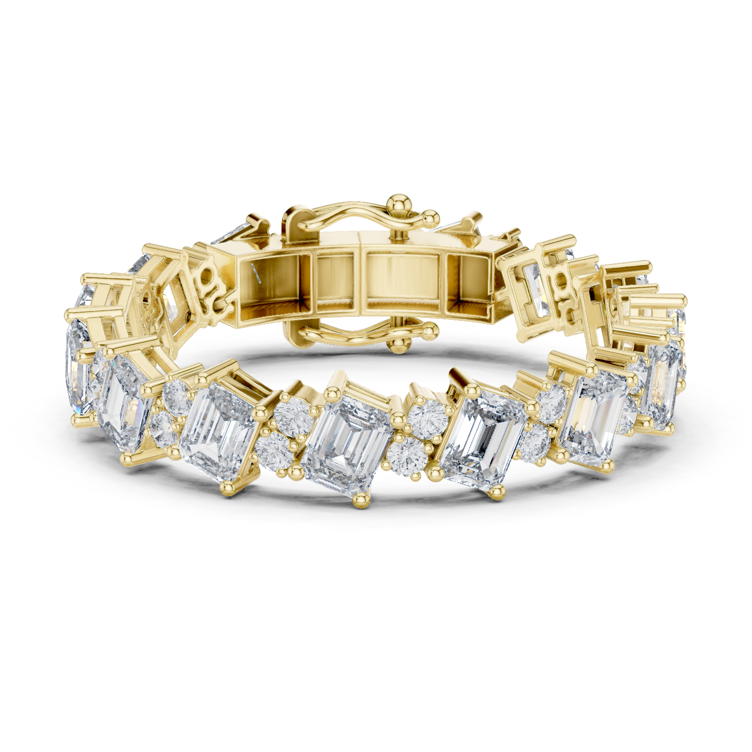 14K Solid Gold Lab Diamond Bracelet, Yellow Gold