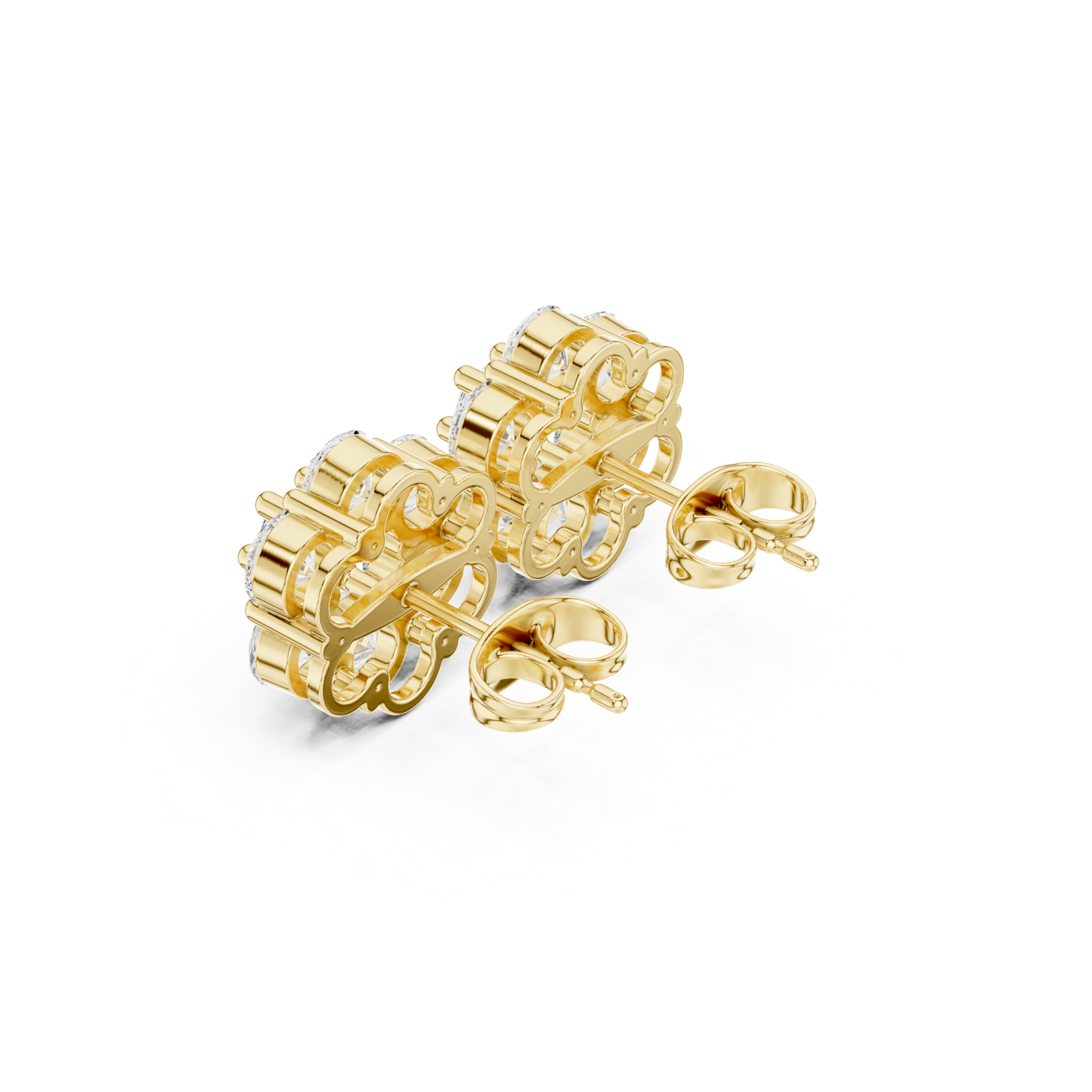 Gold Earrings ALJER-486, Yellow Gold, view 2