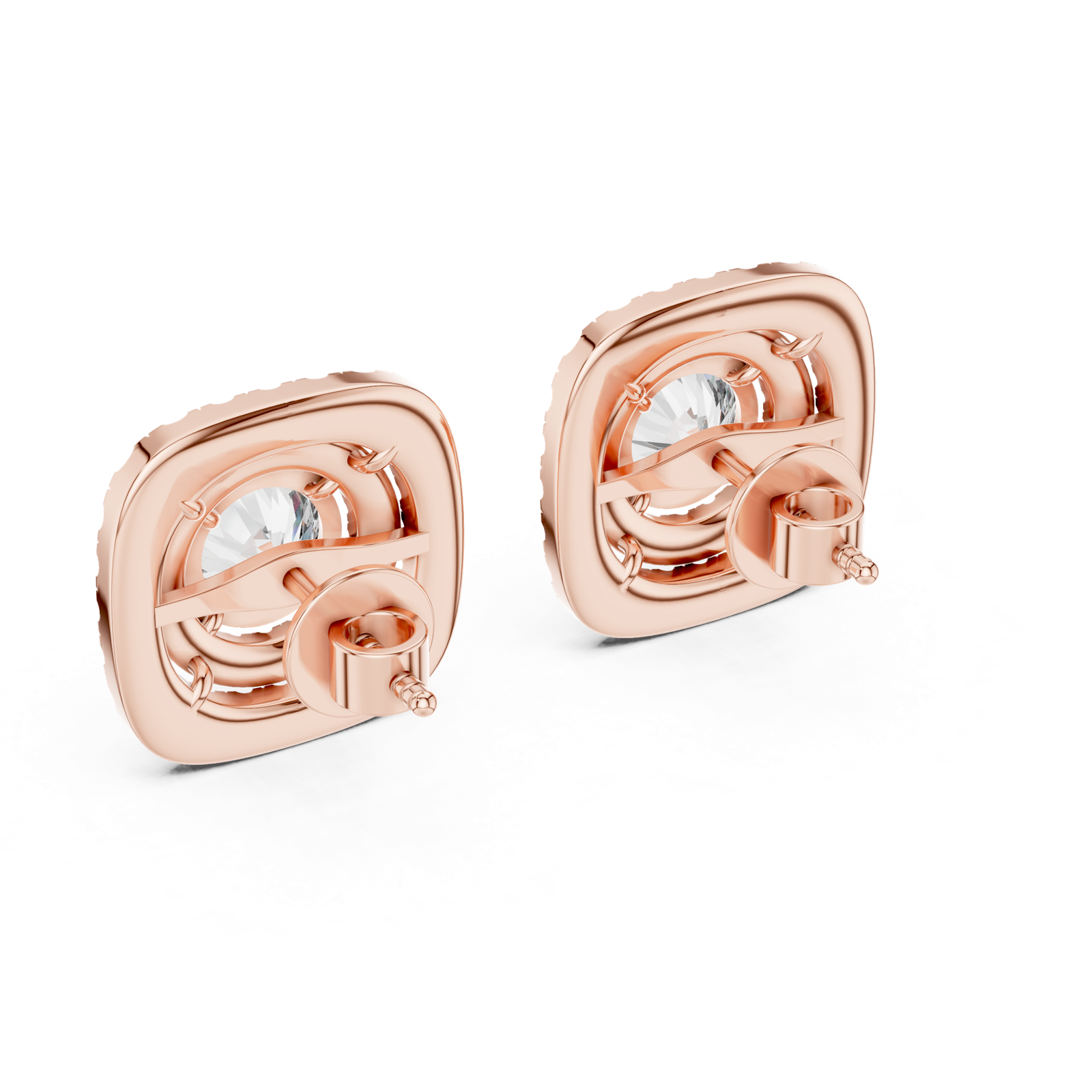 Gold Earrings ER-0010, Rose Gold, view 3