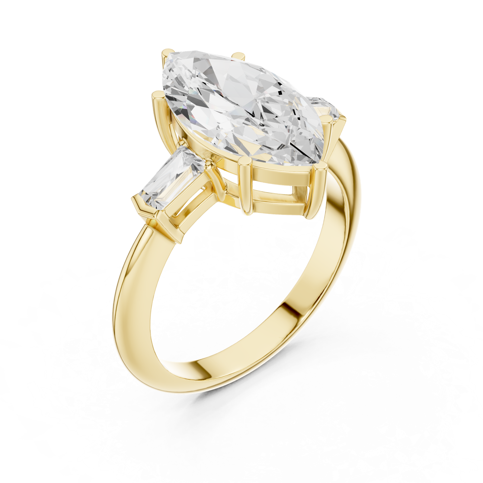 Gold Jewelry L35-67, Marquise center stone, Yellow Gold, view 2