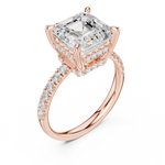 Gold Ring, Asscher center stone, Rose Gold, view 2