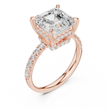 Gold Ring, Asscher center stone, Rose Gold, view 2