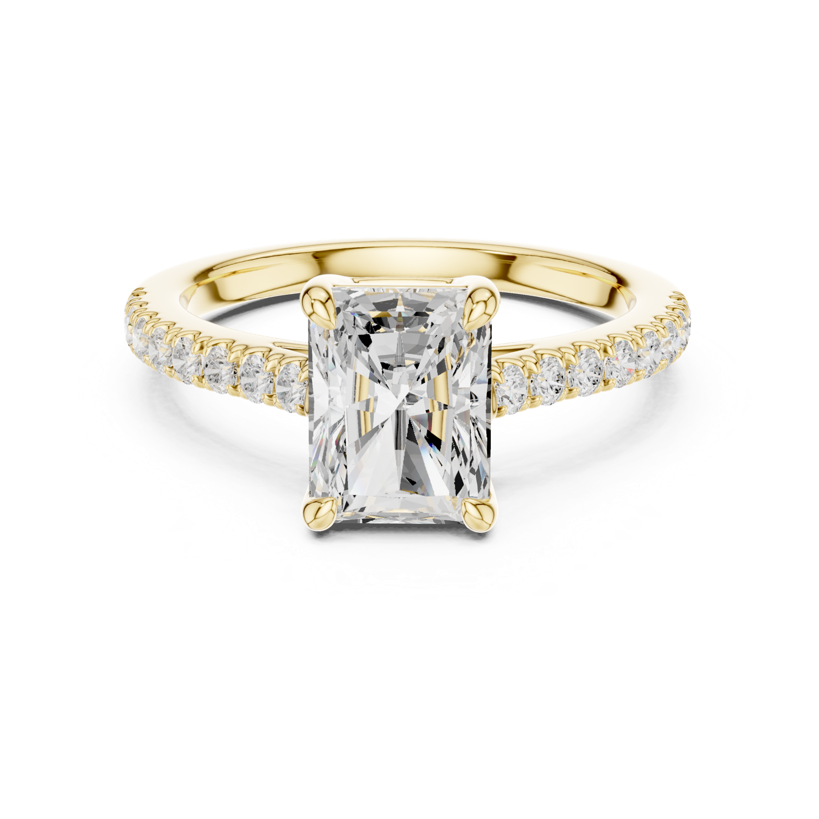 Gold Ring DDLR-039, Radiant center stone, Yellow Gold, view 4