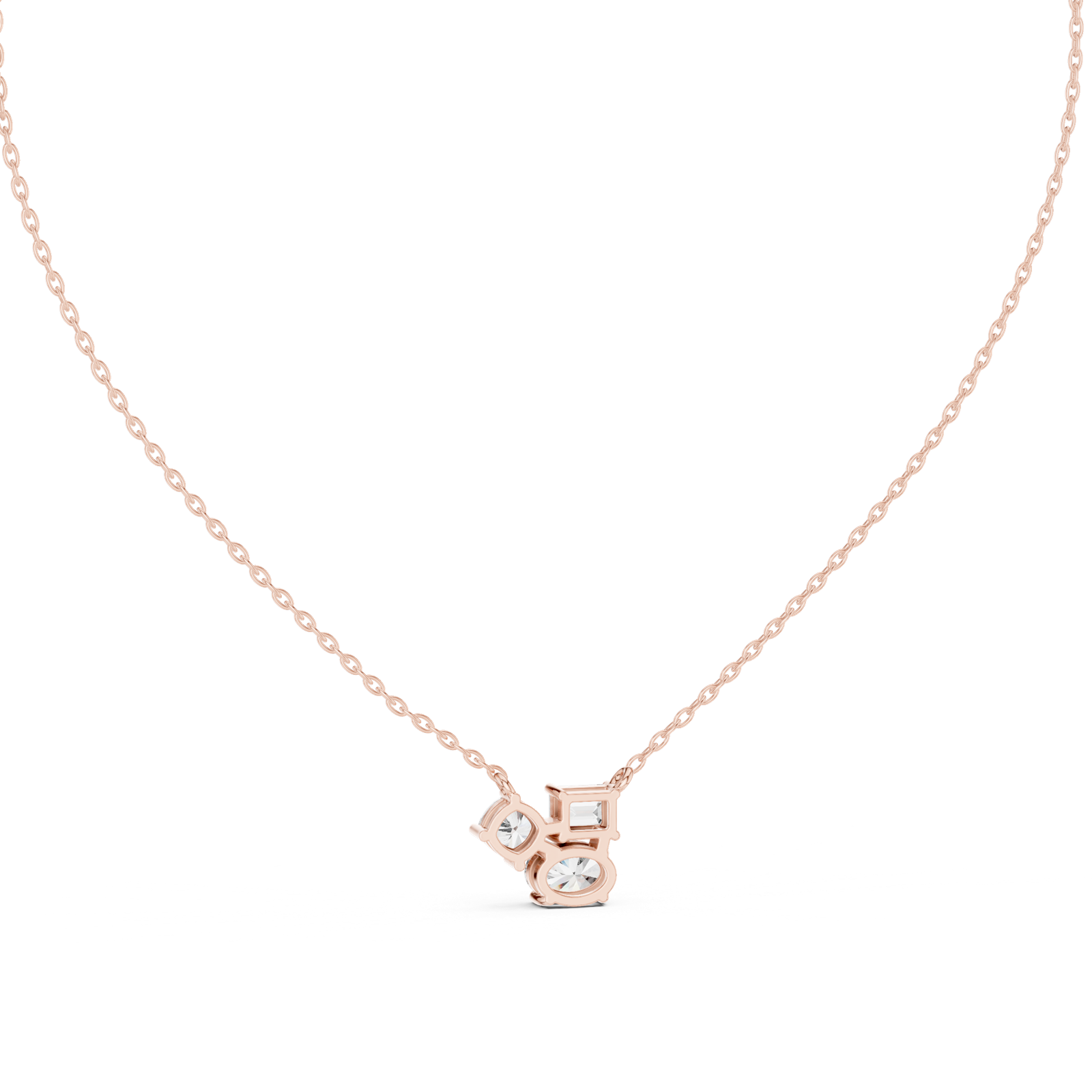 14K Solid Gold Lab Diamond Pendant Necklace, Rose Gold, view 4