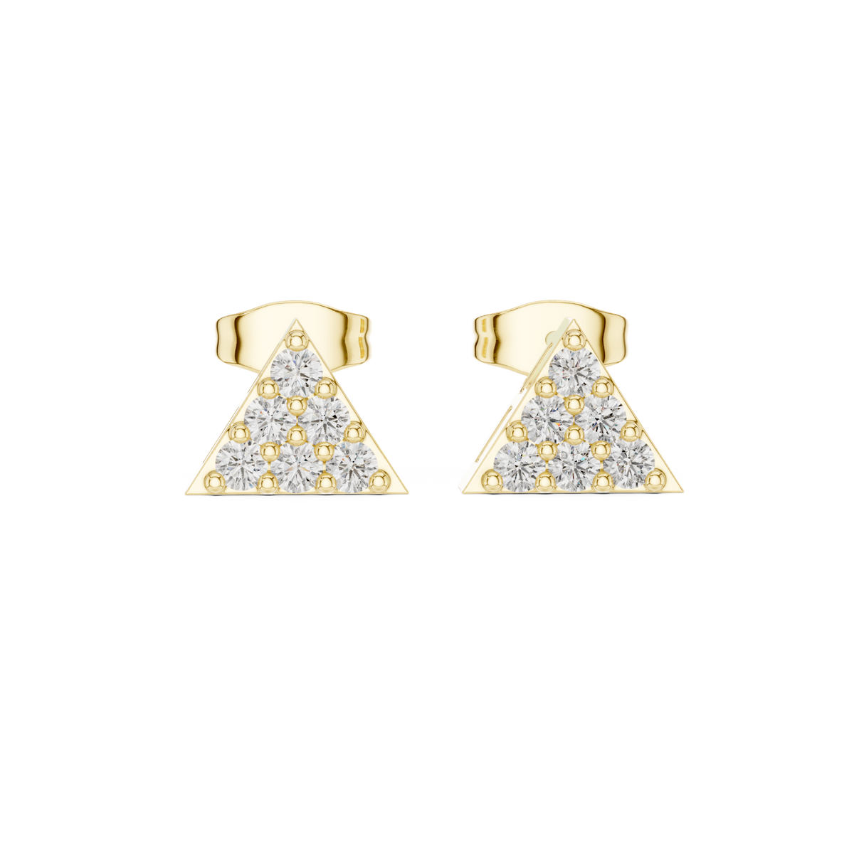 14K Solid Gold Lab Diamond Cluster Earrings, Yellow Gold