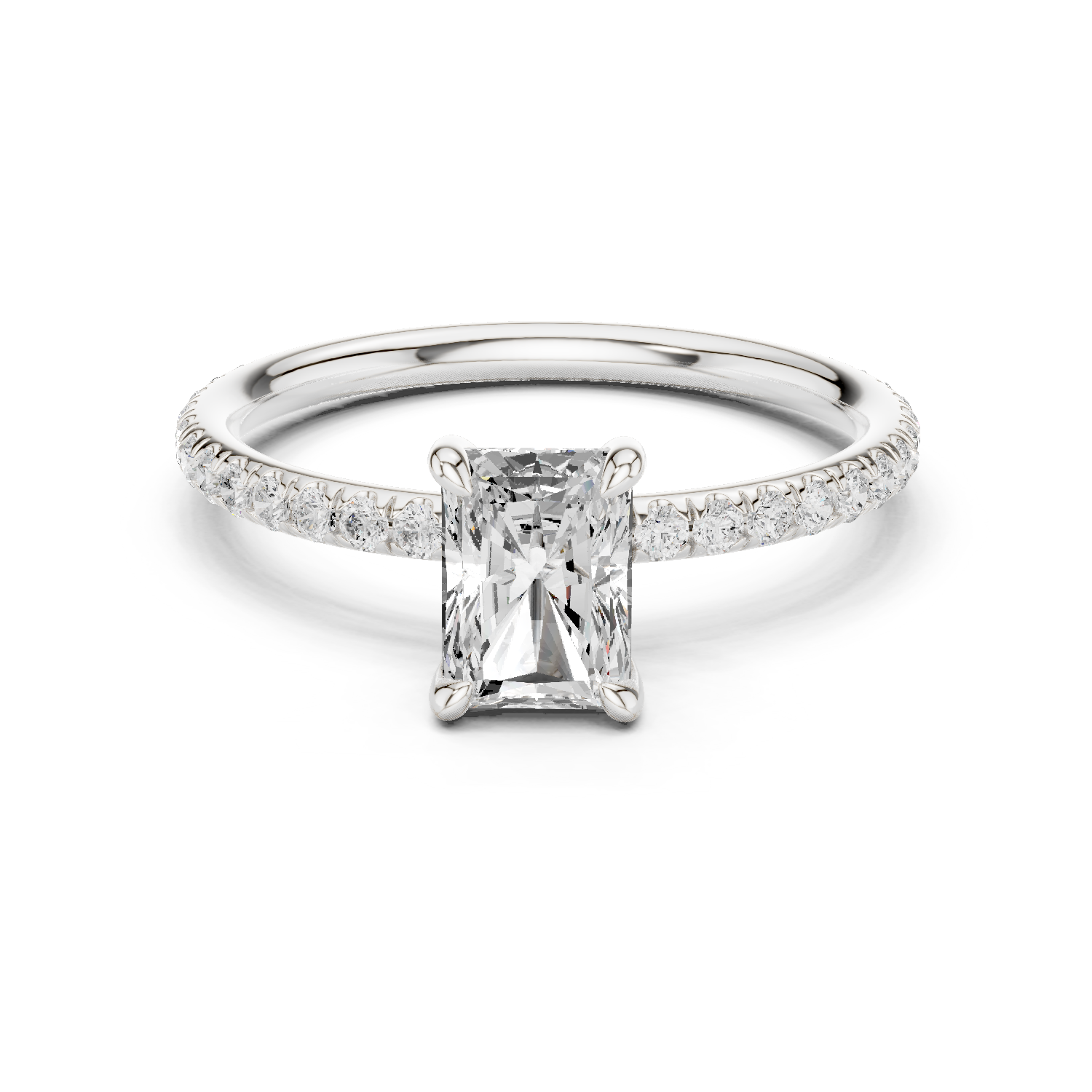 Gold Jewelry L36-15, Radiant center stone, White Gold