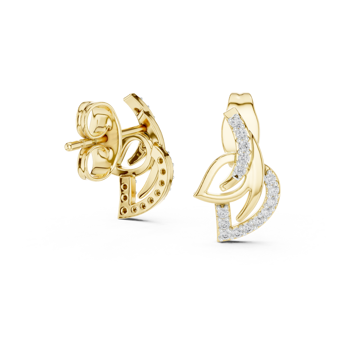 14K Solid Gold Lab Diamond Cluster Earrings, Yellow Gold, view 1