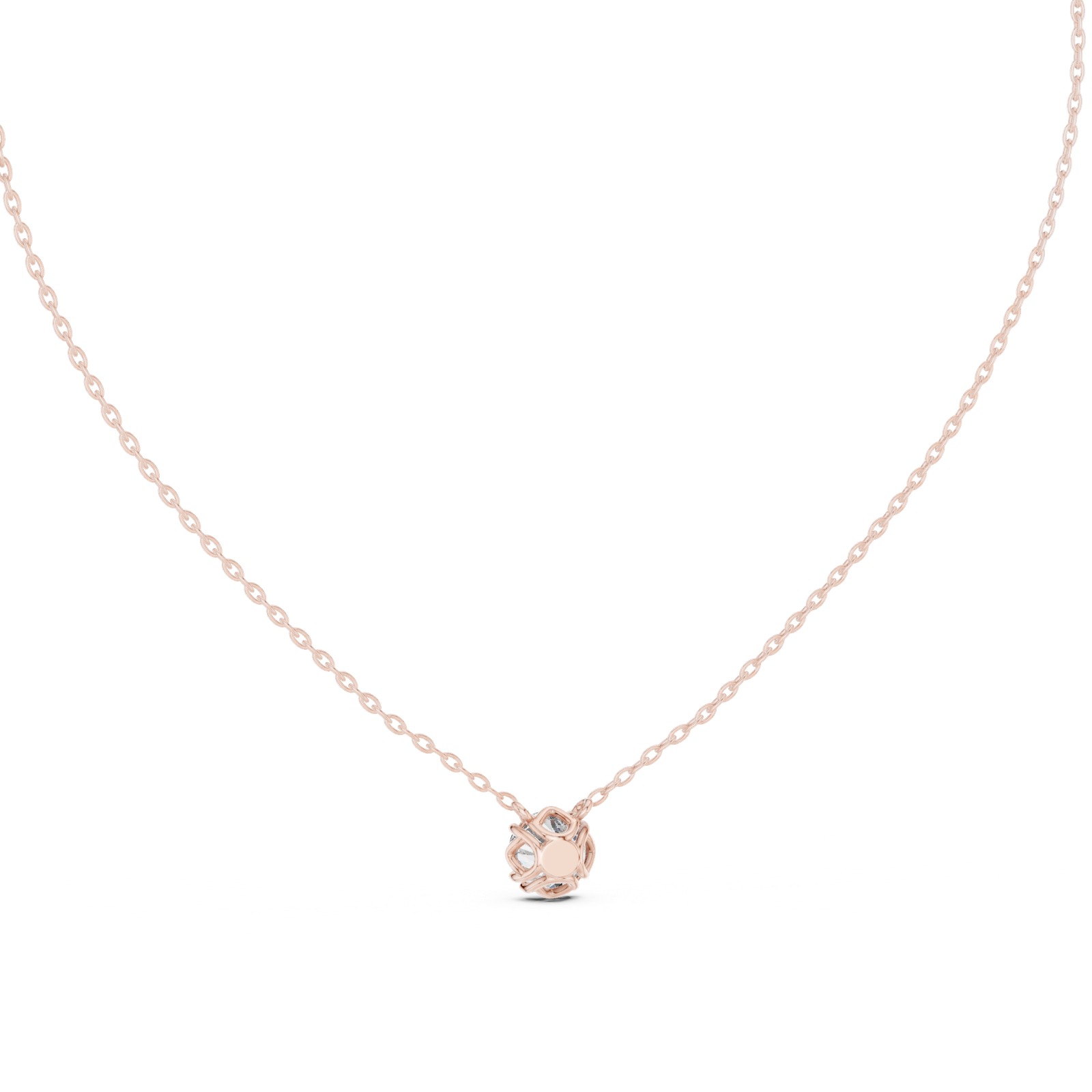 14K Solid Gold Lab Diamond Solitaire Pendant Necklace, Rose Gold, view 4