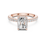 Gold Ring DDLR-165, Radiant center stone, Rose Gold, view 4