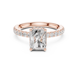 Gold Ring DDLR-165, Radiant center stone, Rose Gold, view 4