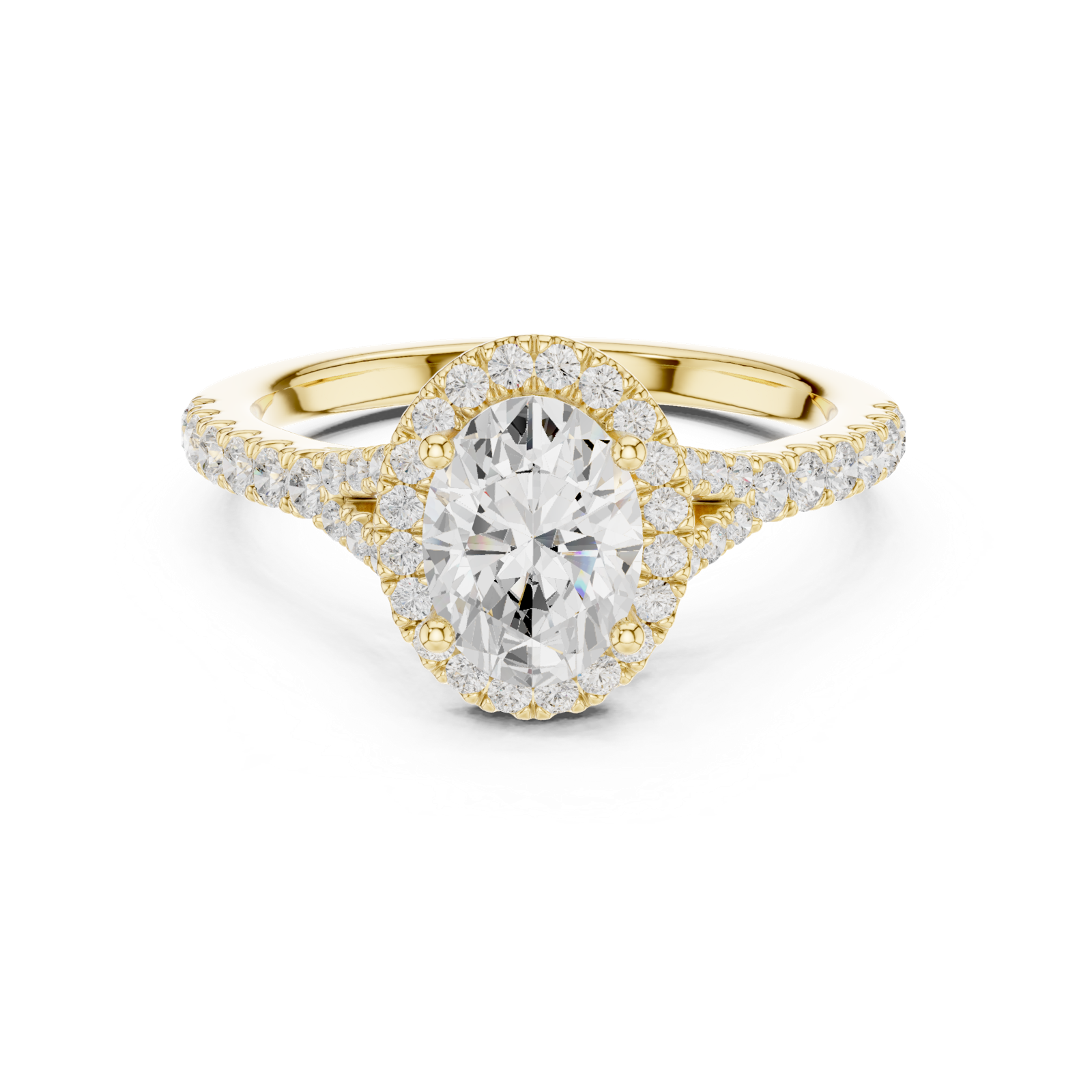 Gold Ring DDLR-043, Oval center stone, Yellow Gold, view 4
