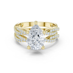 Gold Ring DDLR-300, Pear center stone, Yellow Gold