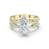 Gold Ring DDLR-300, Pear center stone, Yellow Gold