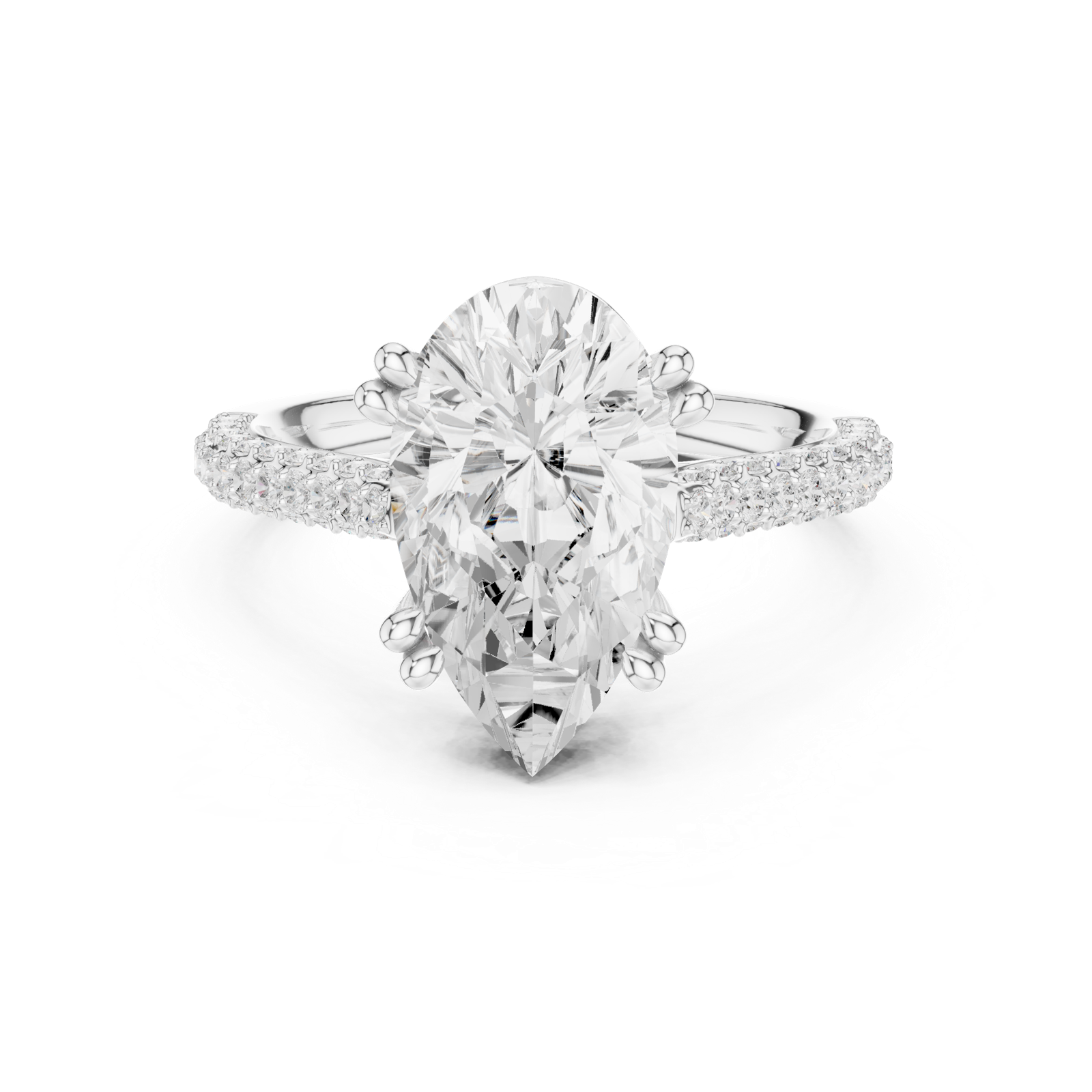 Gold Ring DDLR-260, Pear center stone, White Gold, view 4