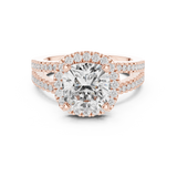 Gold Ring DDLR-350, Cushion center stone, Rose Gold, view 4