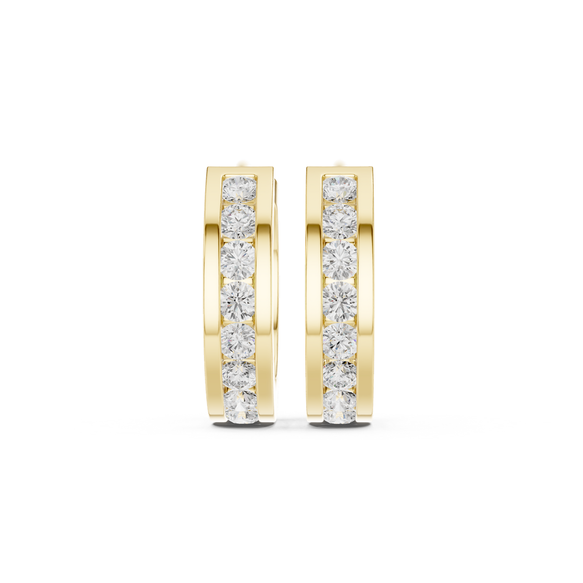 14K Solid Gold Lab Diamond Huggie Earrings, Yellow Gold