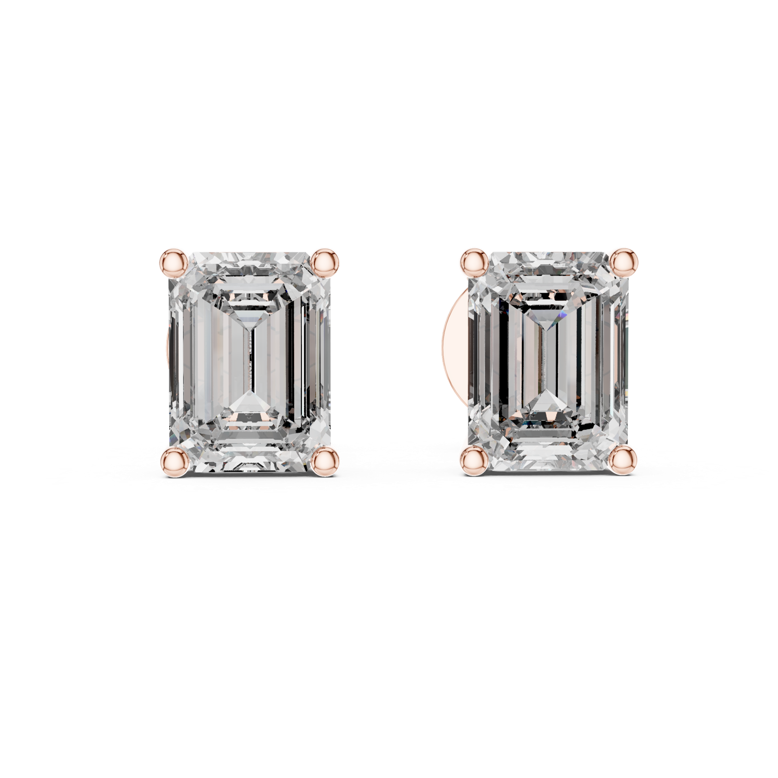 14K Solid Gold Lab Diamond Stud Earrings, Rose Gold