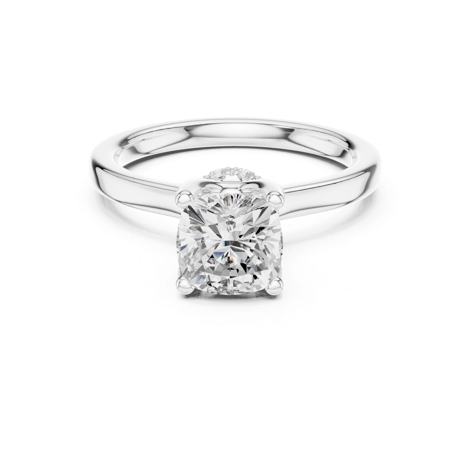 Gold Ring DDLR-176, Cushion center stone, White Gold, view 4