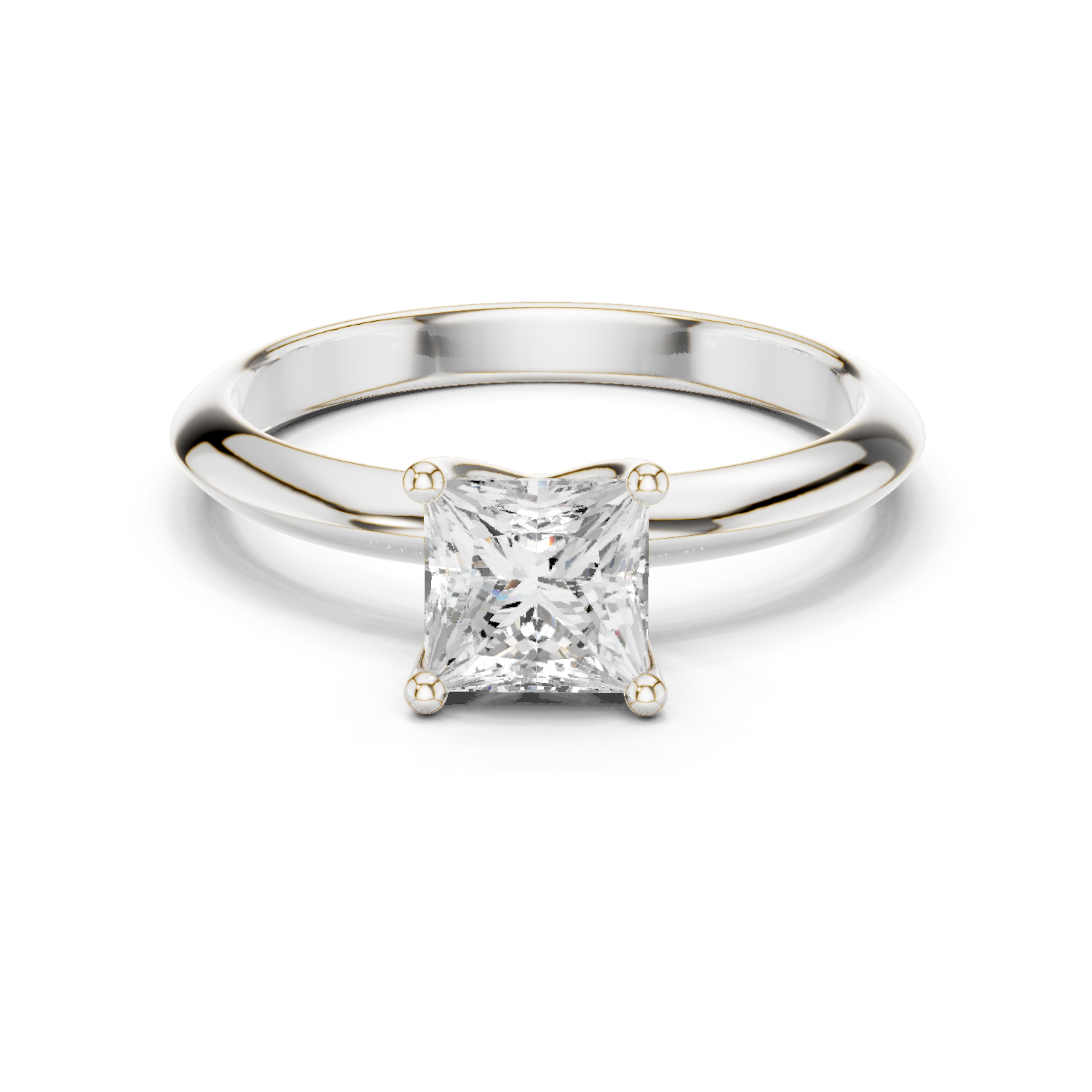 Gold Jewelry L36-6, Princess center stone, White Gold