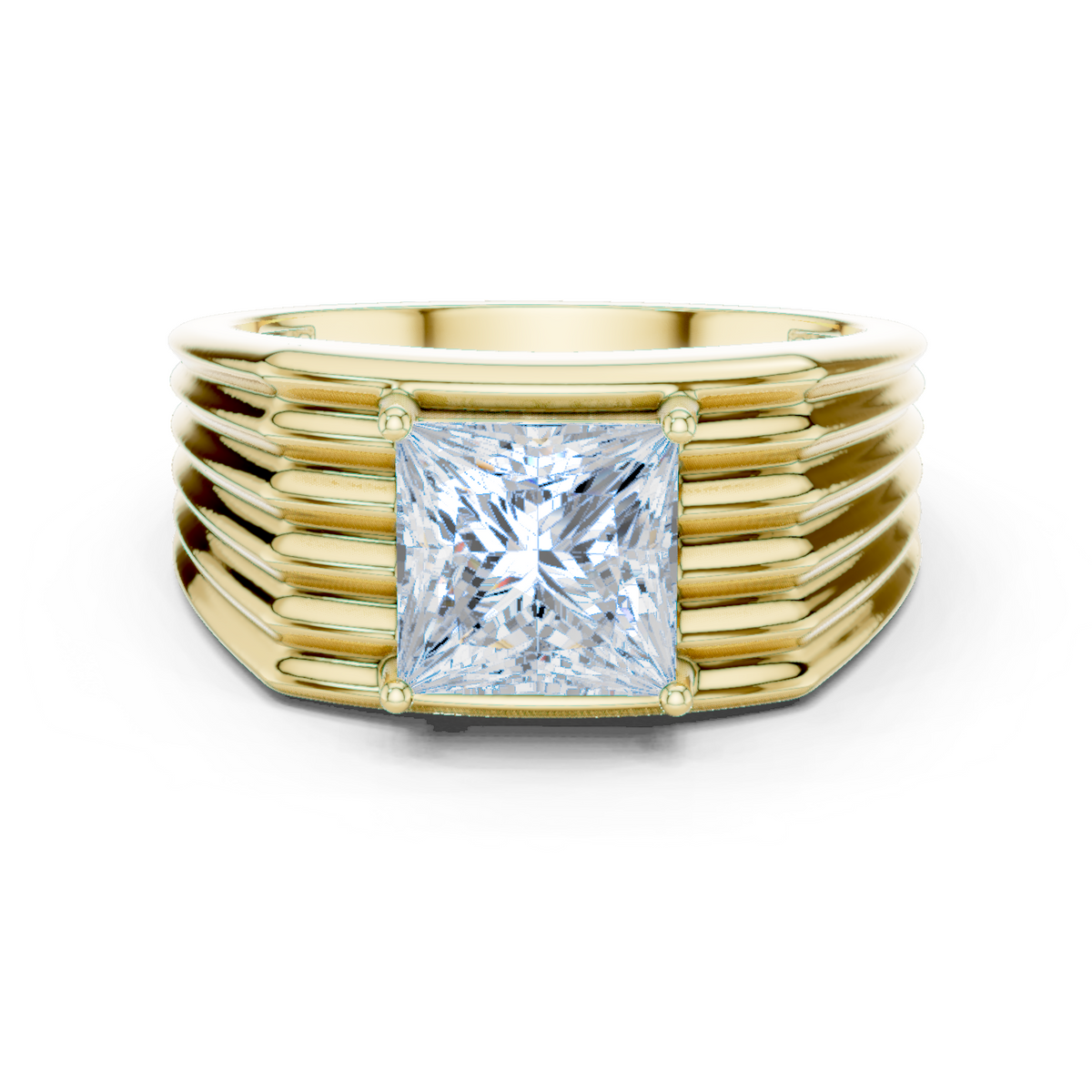 14K Solid Gold Lab Diamond Solitaire Ring, Yellow Gold