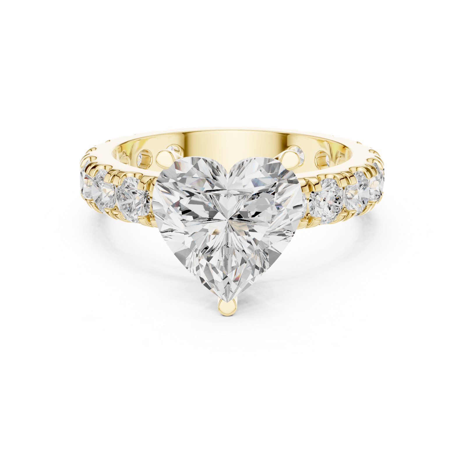 Gold Jewelry L35-63, Heart center stone, Yellow Gold, view 4