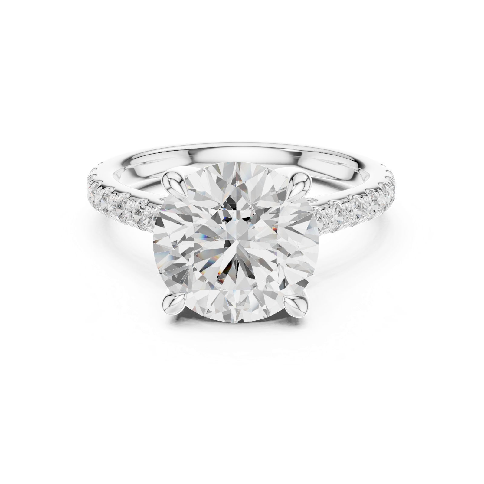 Gold Ring DDLR-250, Round center stone, White Gold, view 4