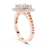 Gold Ring DDLR-349, Princess center stone, Rose Gold, view 1