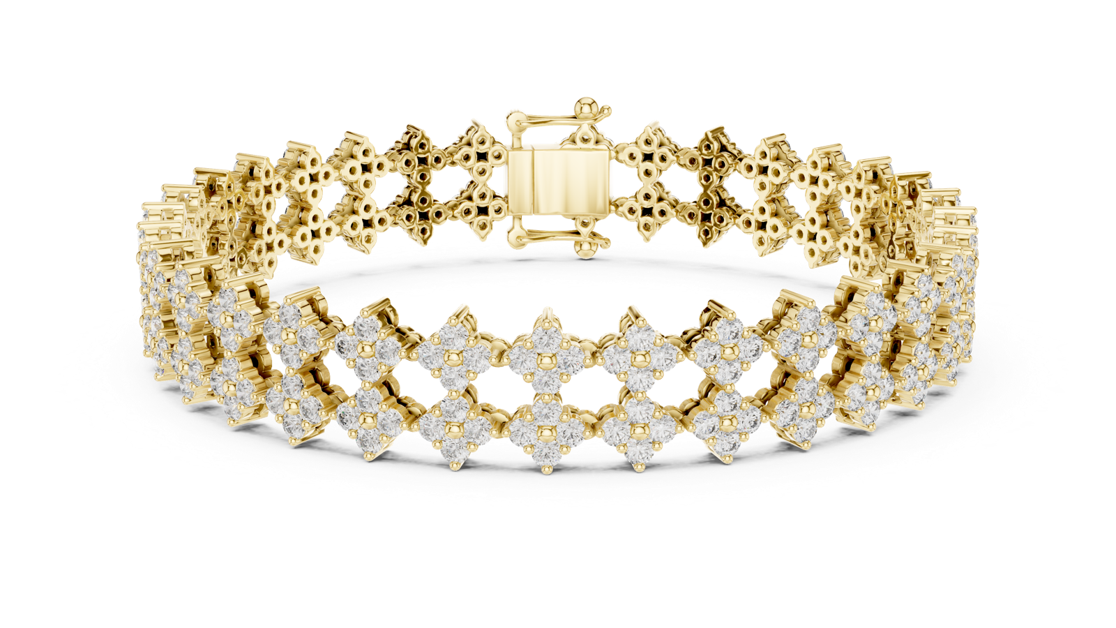 14K Solid Gold Lab Diamond Bracelet, Yellow Gold, view 4