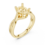 Gold Twisted Band Solitaire Engagement Ring, Oval center stone, Yellow Gold, view 2