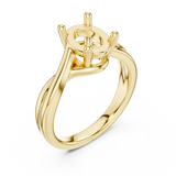 Gold Twisted Band Solitaire Engagement Ring, Oval center stone, Yellow Gold, view 2