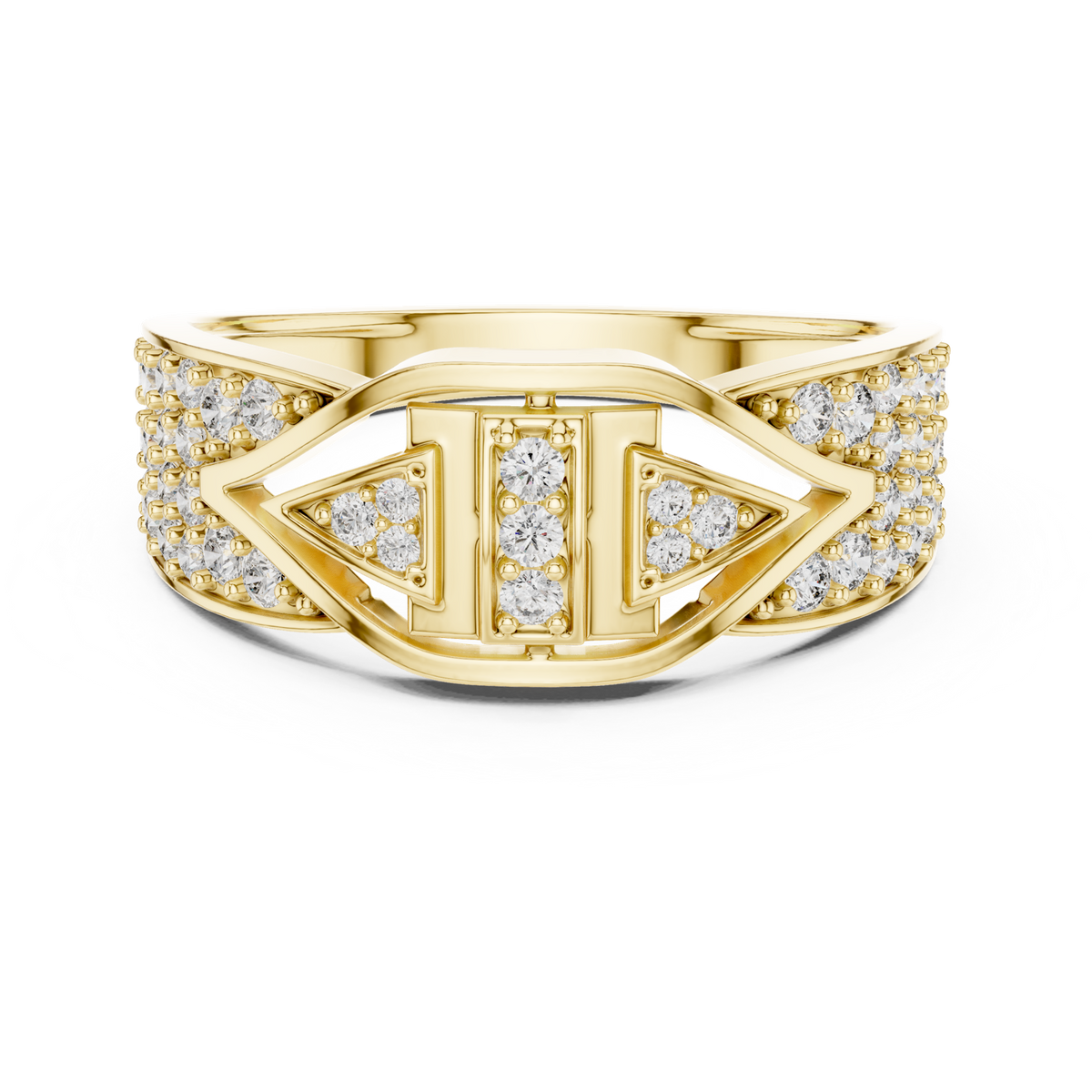 14K Solid Gold Lab Diamond Signet Ring, Yellow Gold