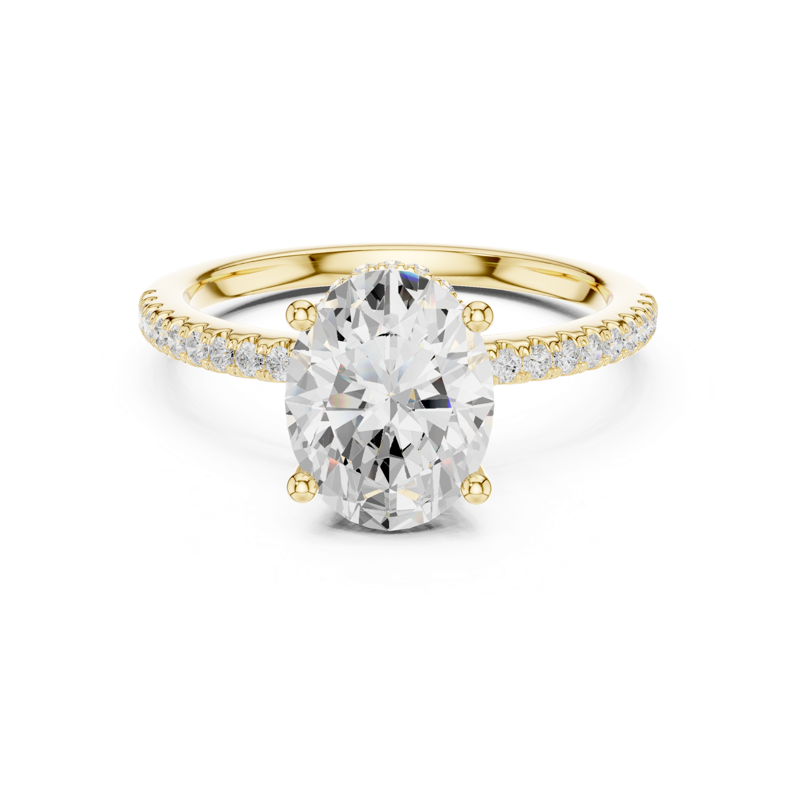 Gold Ring DDLR-177, Oval center stone, Yellow Gold, view 4