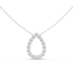 14K Solid Gold Lab Diamond Pendant Necklace, White Gold