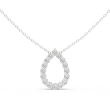 14K Solid Gold Lab Diamond Pendant Necklace, White Gold