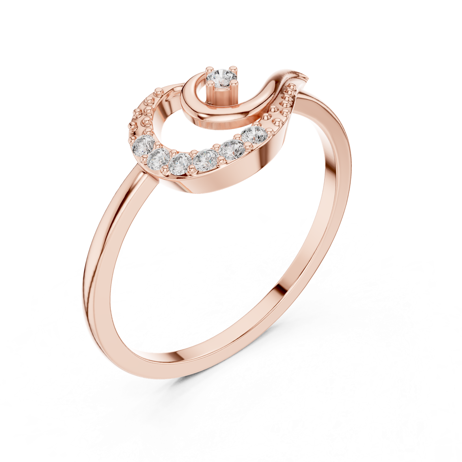 Gold Ring DR-6159, Rose Gold, view 2