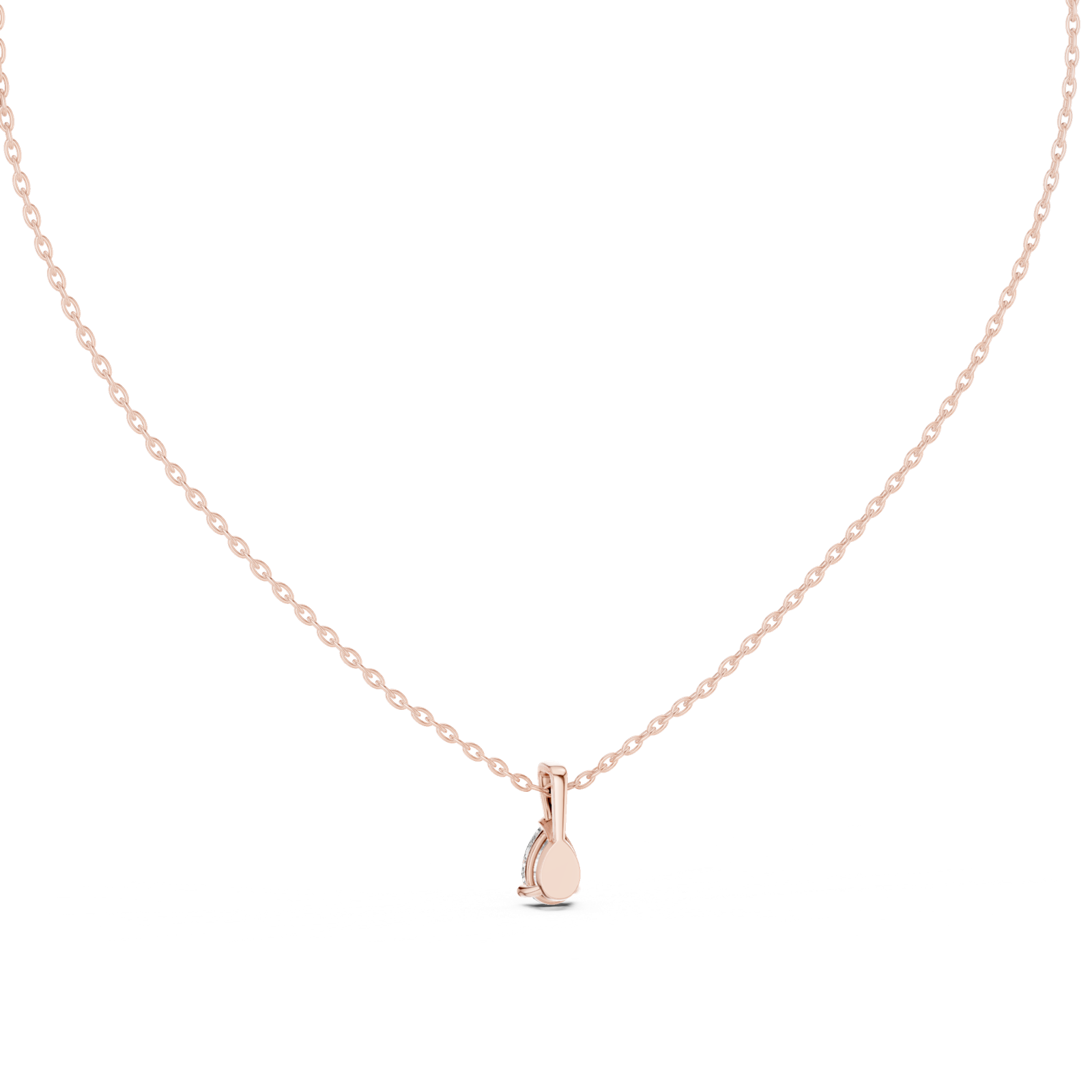 14K Solid Gold Lab Diamond Solitaire Pendant Necklace, Rose Gold, view 4
