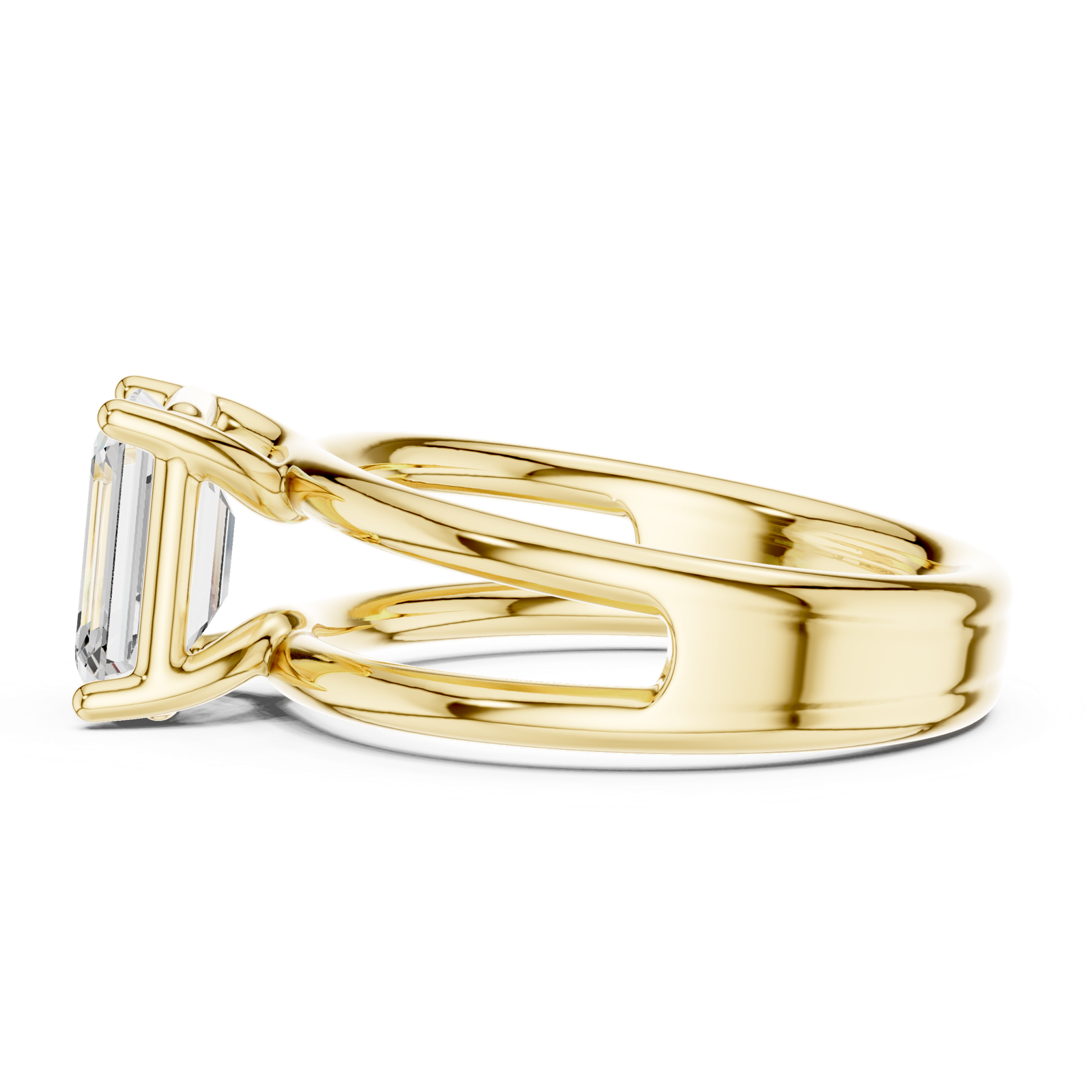 Gold Jewelry L36-9, Emerald center stone, Yellow Gold, view 3