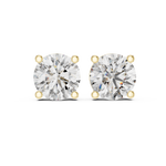 14K Solid Gold Lab Diamond Stud Earrings, Yellow Gold