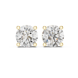 14K Solid Gold Lab Diamond Stud Earrings, Yellow Gold