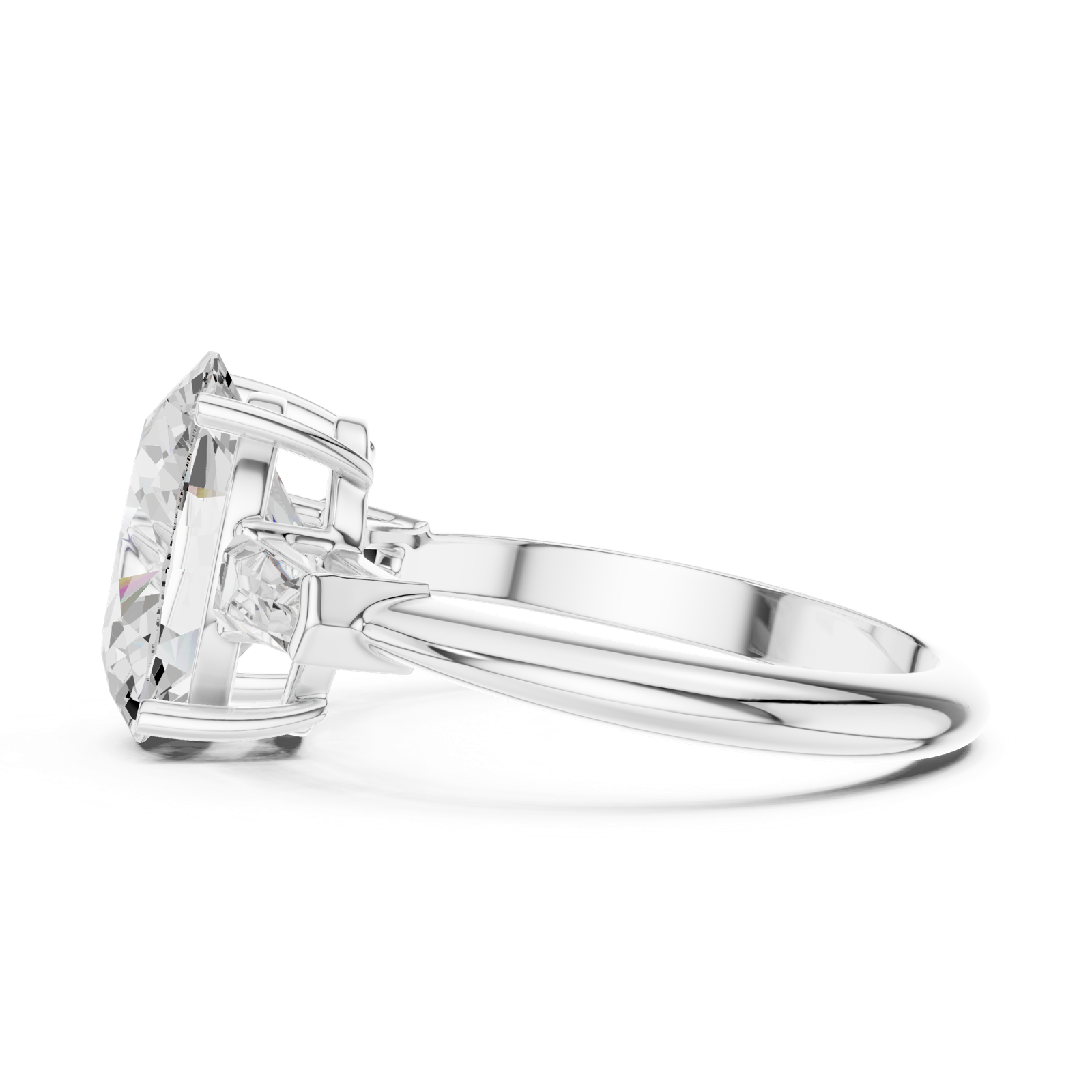 Gold Jewelry L35-67, Oval center stone, White Gold, view 3