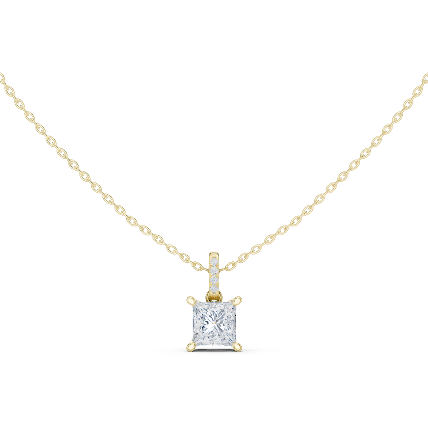 Gold Jewelry DDPO-009, Princess center stone, Yellow Gold
