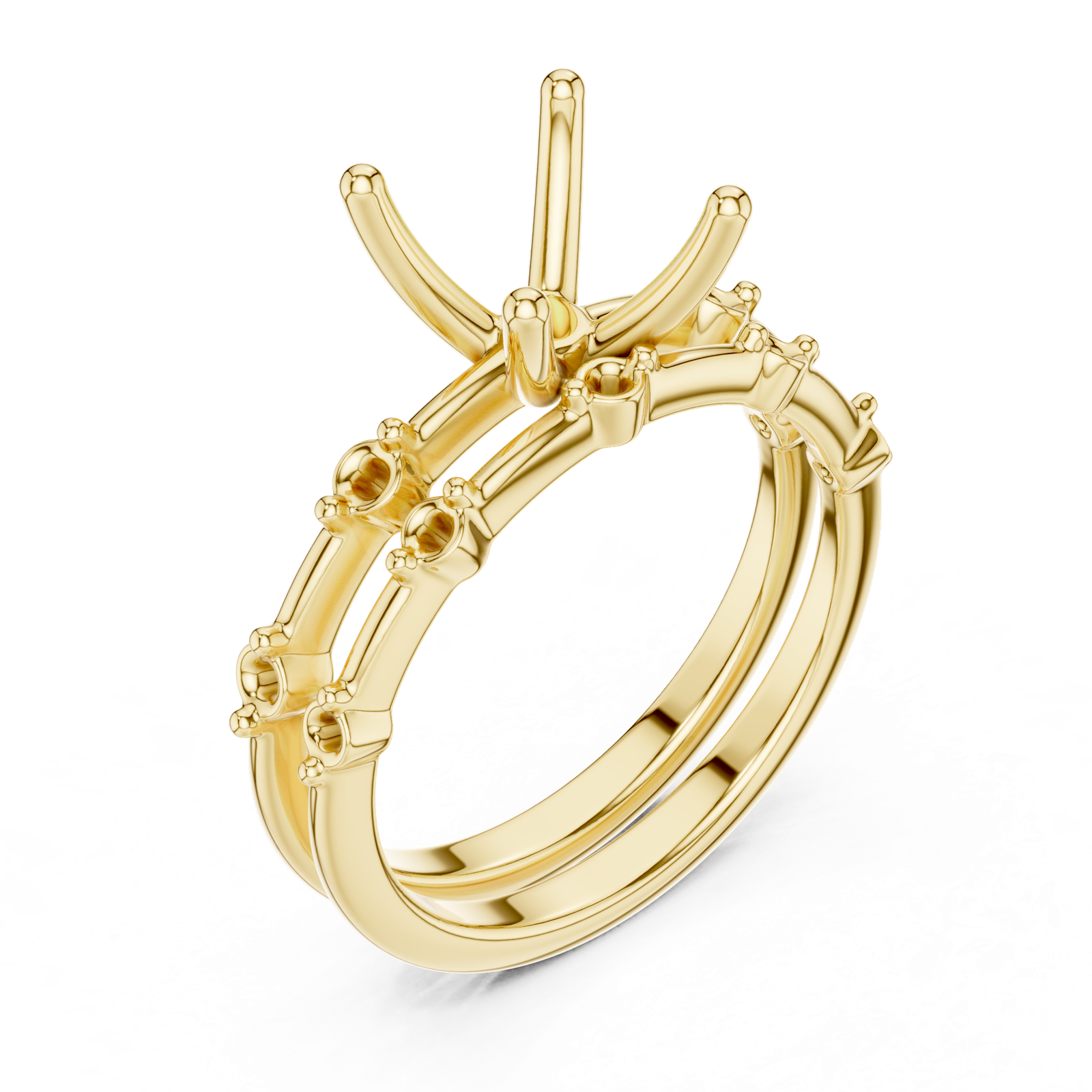 Gold Ring DDLR-441, Asscher center stone, Yellow Gold, view 2
