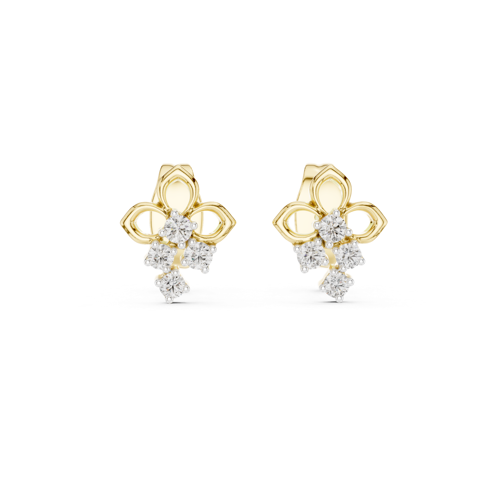 Gold Earrings 12-10017@E, Yellow Gold, view 4